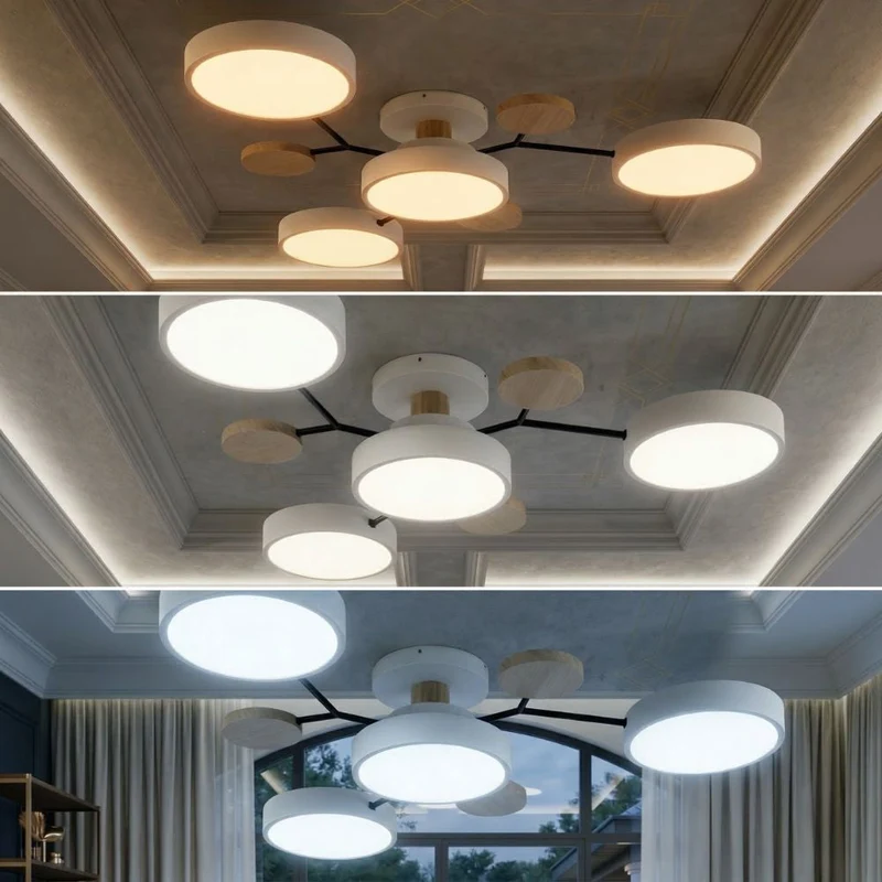 Elegant, modern ceiling lamp with handmade finishes