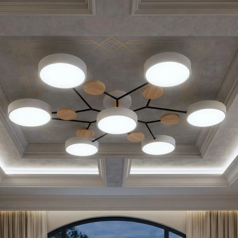 Elegant, modern ceiling lamp with handmade finishes