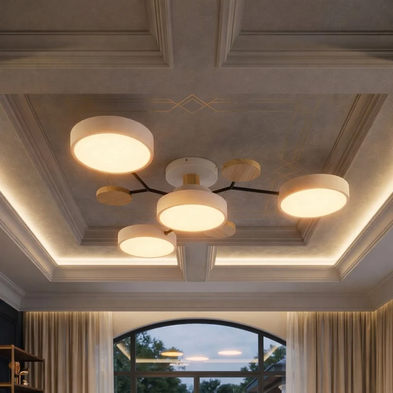 Elegant, modern ceiling lamp with handmade finishes
