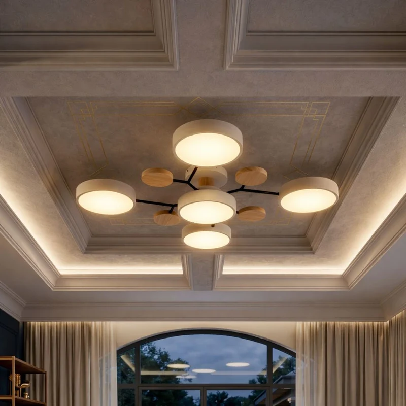 Elegant, modern ceiling lamp with handmade finishes