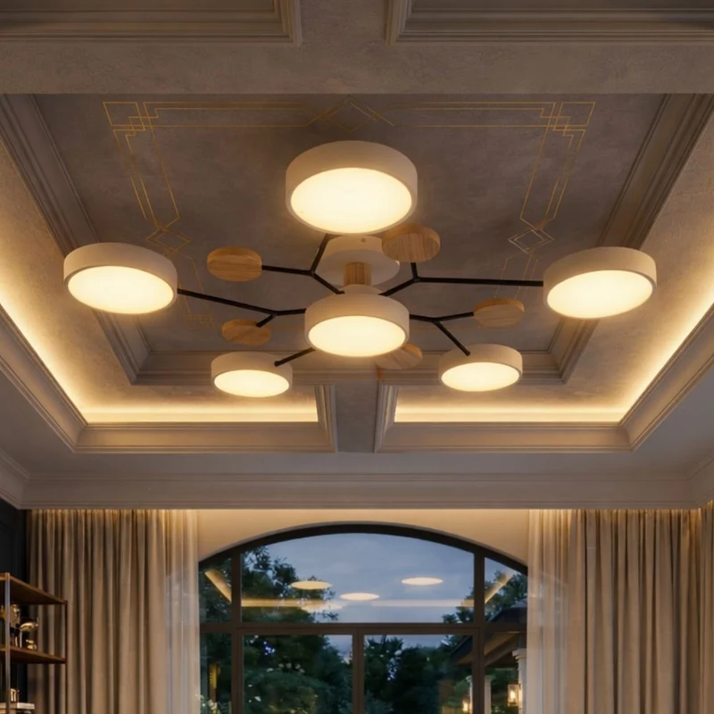 Elegant, modern ceiling lamp with handmade finishes