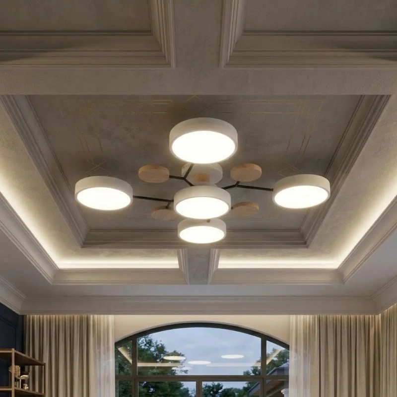 Elegant, modern ceiling lamp with handmade finishes