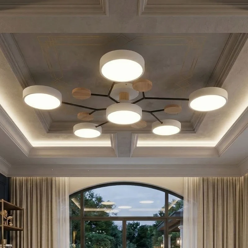 Elegant, modern ceiling lamp with handmade finishes