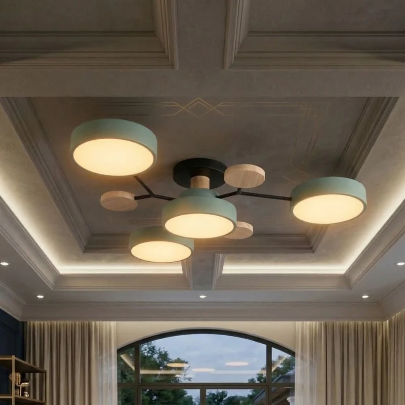 Elegant, modern ceiling lamp with handmade finishes