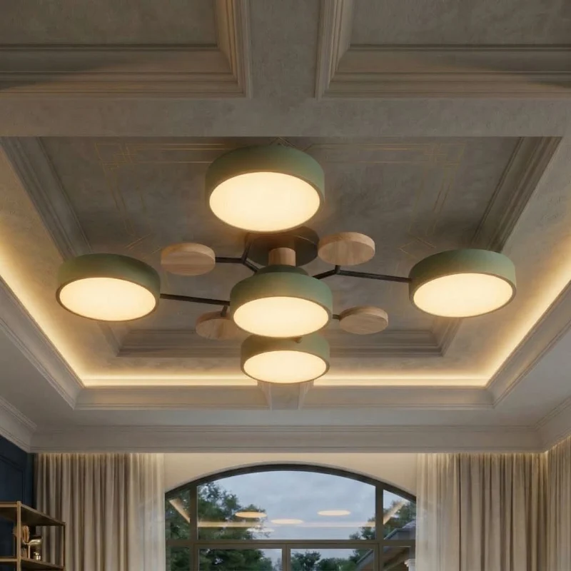 Elegant, modern ceiling lamp with handmade finishes