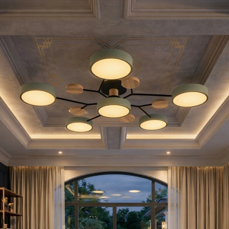 Elegant, modern ceiling lamp with handmade finishes