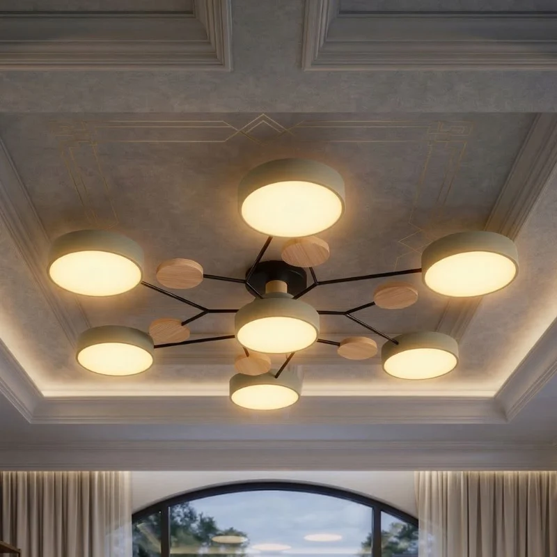 Elegant, modern ceiling lamp with handmade finishes