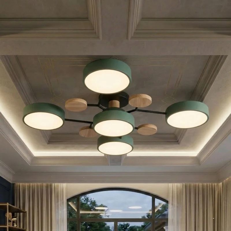 Elegant, modern ceiling lamp with handmade finishes