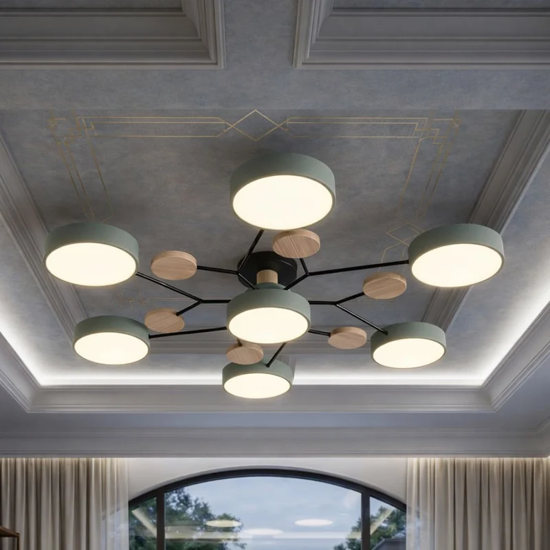 Elegant, modern ceiling lamp with handmade finishes
