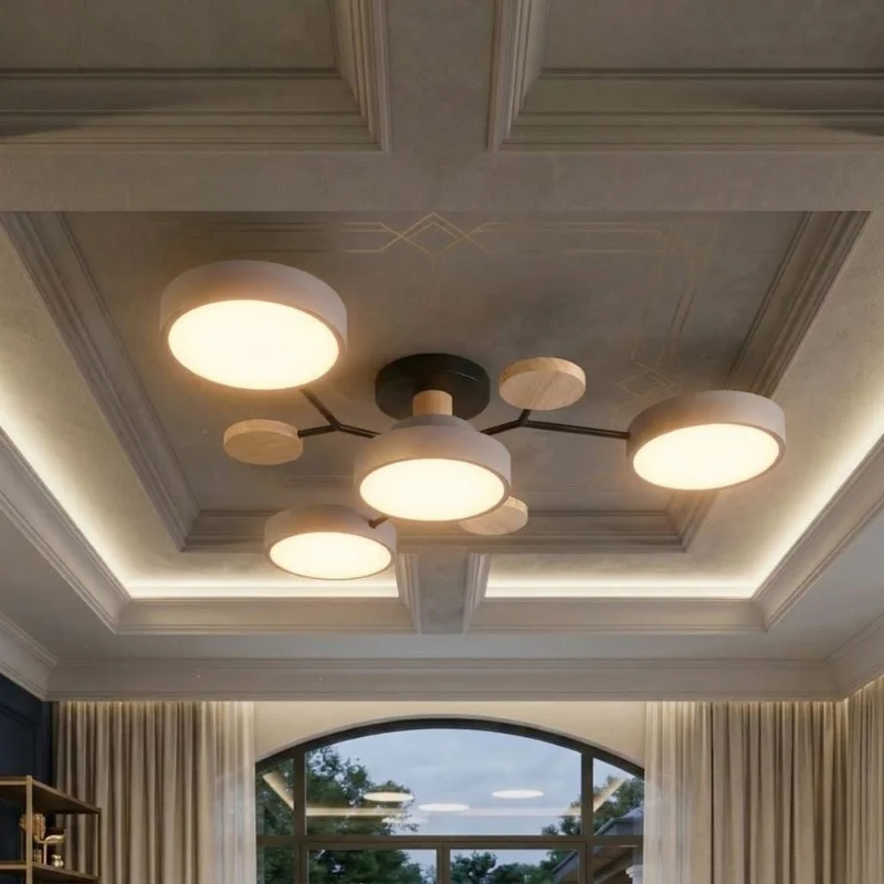 Elegant, modern ceiling lamp with handmade finishes
