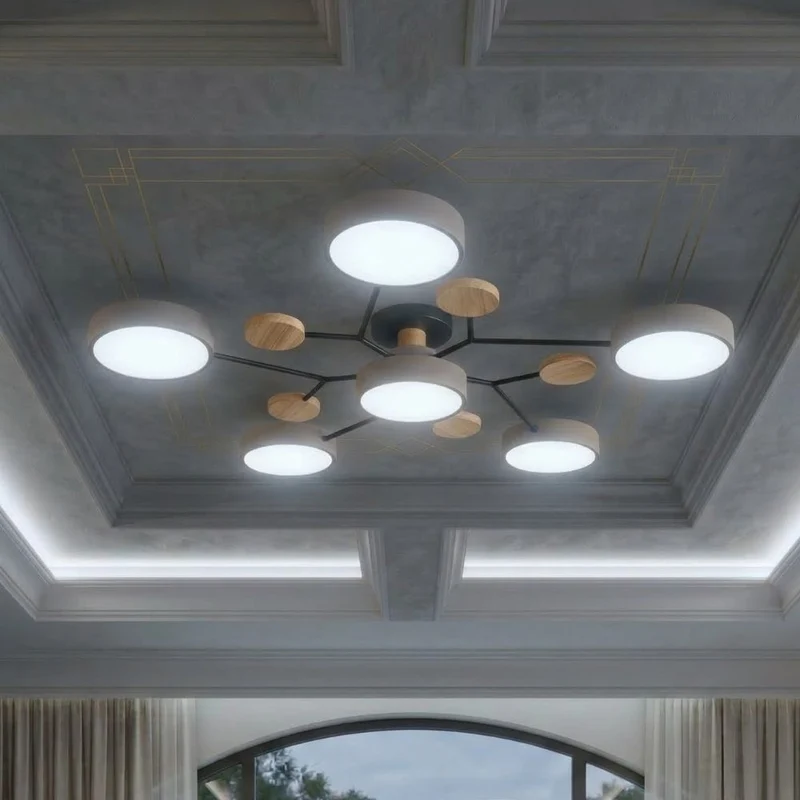 Elegant, modern ceiling lamp with handmade finishes