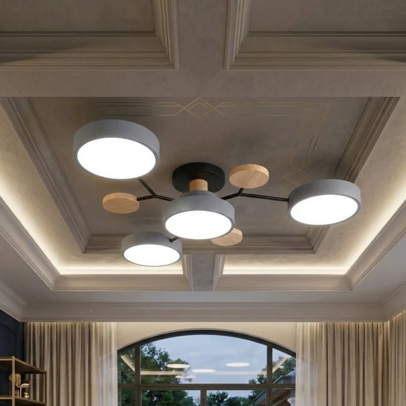 Elegant, modern ceiling lamp with handmade finishes