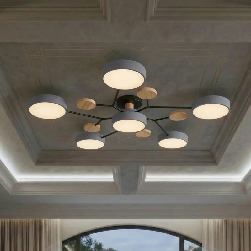 Elegant, modern ceiling lamp with handmade finishes