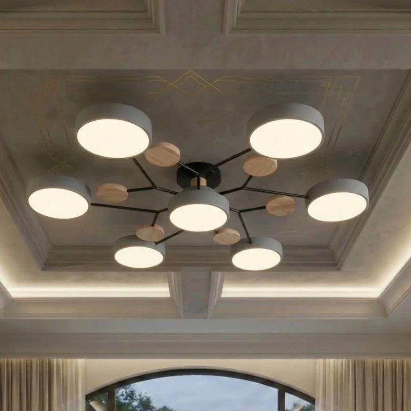 Elegant, modern ceiling lamp with handmade finishes