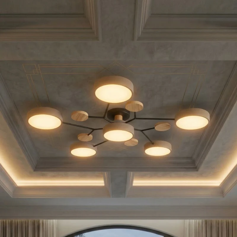 Elegant, modern ceiling lamp with handmade finishes