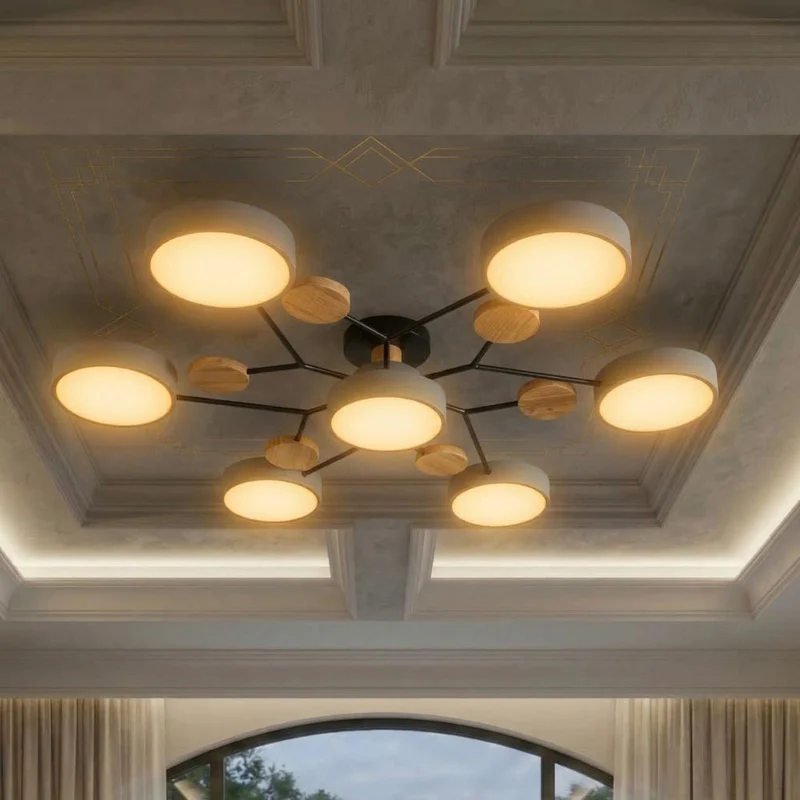 Elegant, modern ceiling lamp with handmade finishes