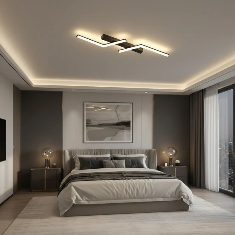 Modern, slim LED ceiling fixture – linear lighting fixture