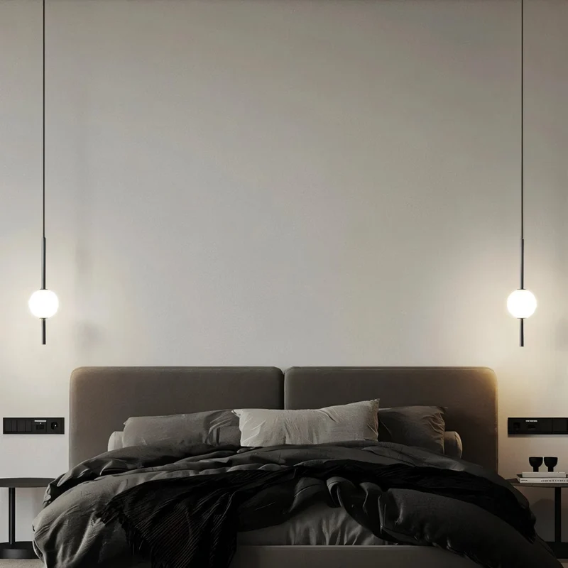 Minimalist Scandinavian-style LED ceiling pendant lamp with adjustable length