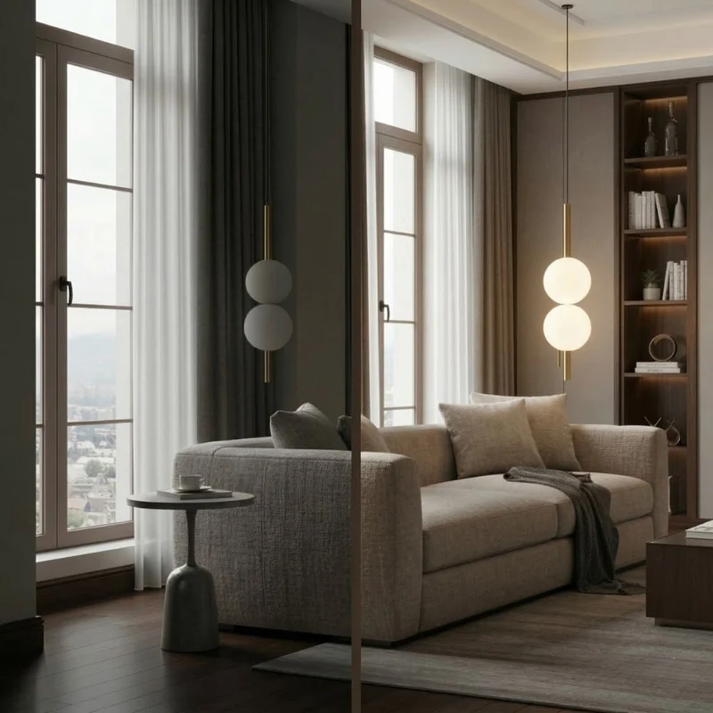 Minimalist Scandinavian-style LED ceiling pendant lamp with adjustable length