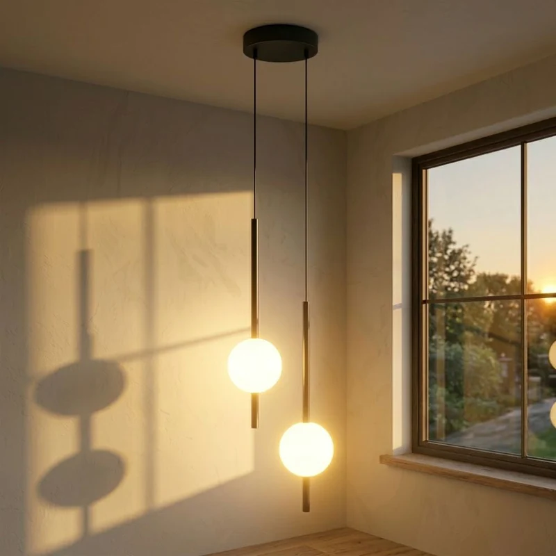 Minimalist Scandinavian-style LED ceiling pendant lamp with adjustable length