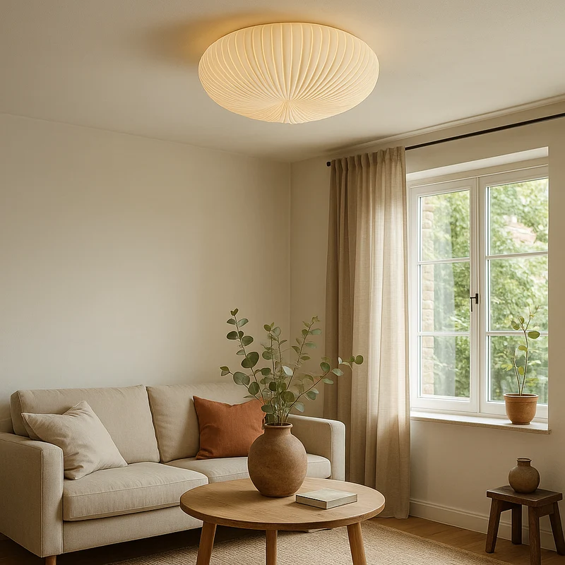 Modern sculpted ceiling lamp with built-in LED backlight