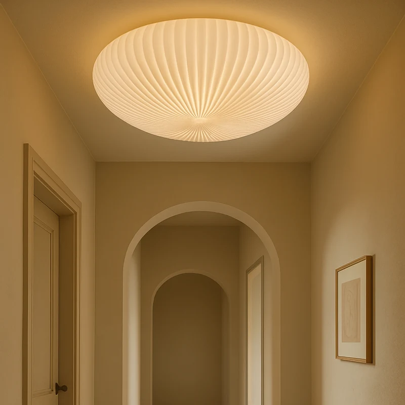 Modern sculpted ceiling lamp with built-in LED backlight