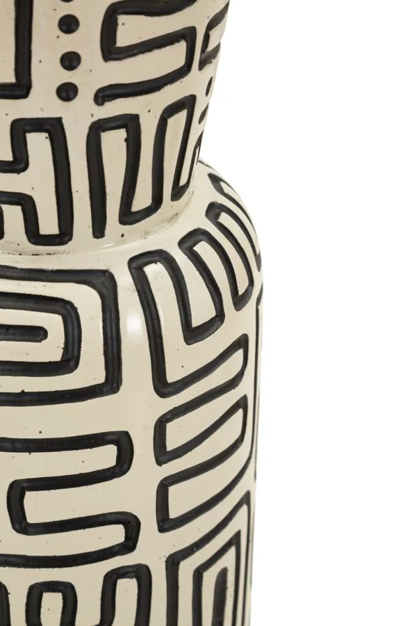 Vaso Resina Nairobi Ø15,5x65 cm in Resina Bianco e Nero
