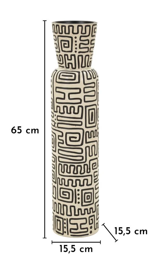 Vaso Resina Nairobi Ø15,5x65 cm in Resina Bianco e Nero
