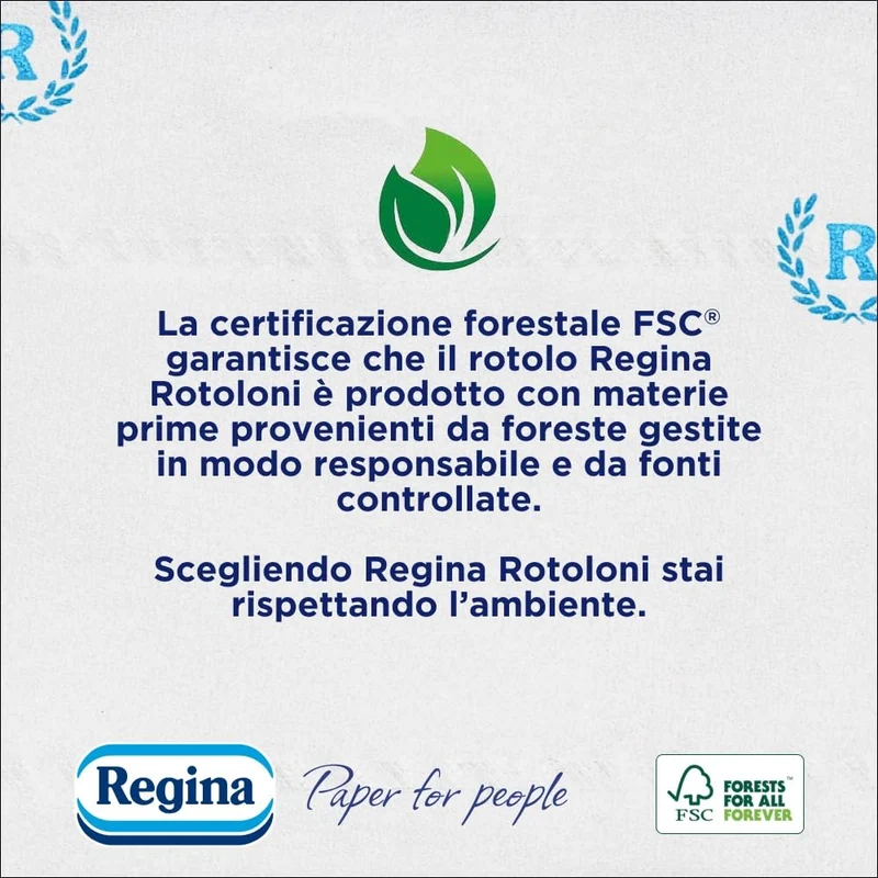 Regina Rotoloni 42 Maxi Rotoli di Carta Igienica, 500 Fogli a 2 Veli, Lunghezza ottima, Confezione 50% in Plastica Riciclata, Carta 100% Certificata FSC