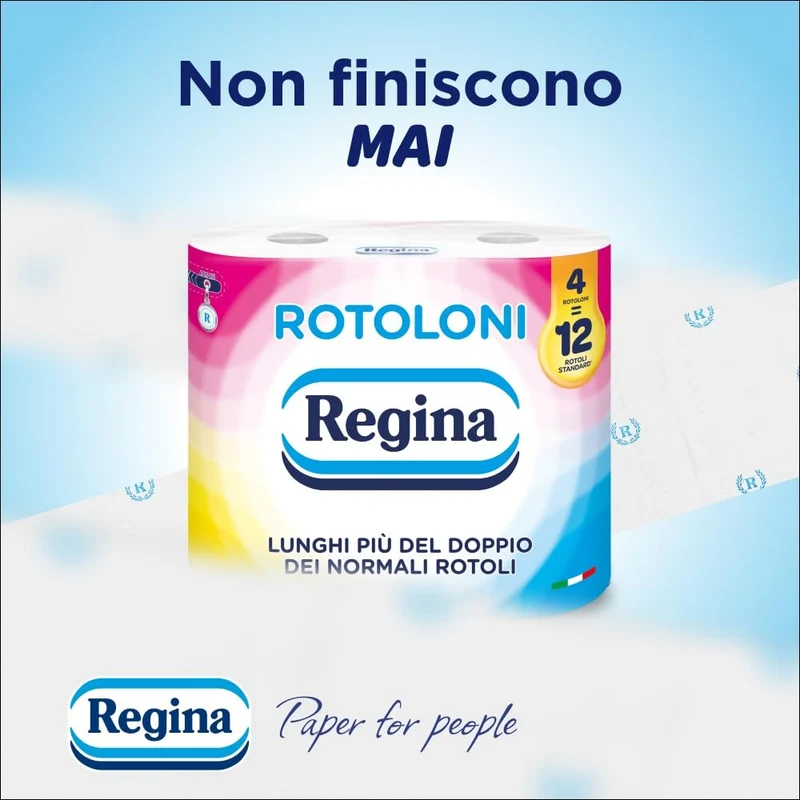 Regina Rotoloni 42 Maxi Rotoli di Carta Igienica, 500 Fogli a 2 Veli, Lunghezza ottima, Confezione 50% in Plastica Riciclata, Carta 100% Certificata FSC