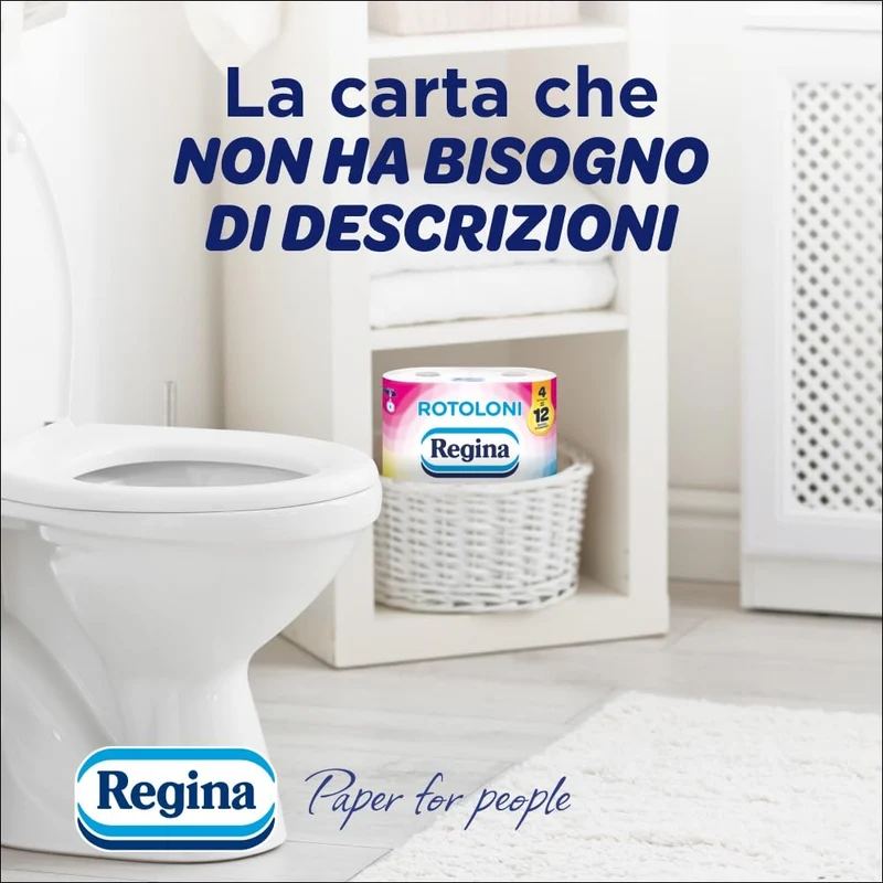 Regina Rotoloni 42 Maxi Rotoli di Carta Igienica, 500 Fogli a 2 Veli, Lunghezza ottima, Confezione 50% in Plastica Riciclata, Carta 100% Certificata FSC