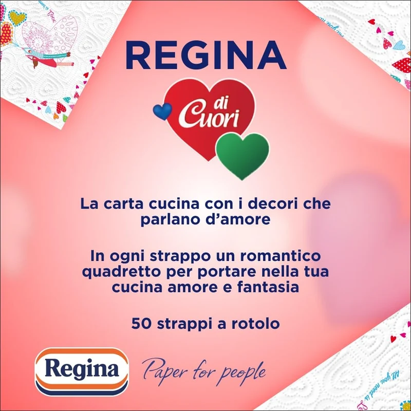 Regina di Cuori Carta Cucina | Confezione da 30 Rotoli a 2 veli | 50 fogli per rotolo | Grande Assorbenza, Spessa e Resistente | Carta 100% certificata FSC®