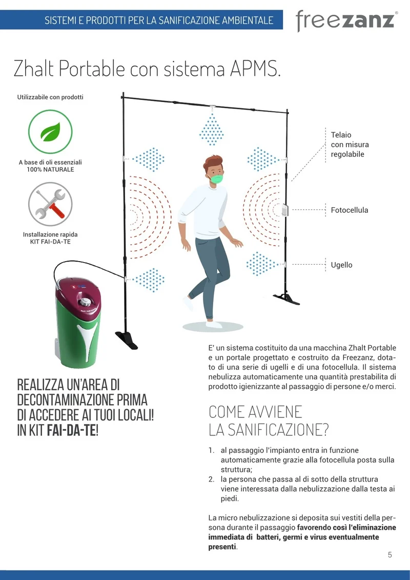 FreeZanz Zhalt Portable Sistema Igienizzante completo