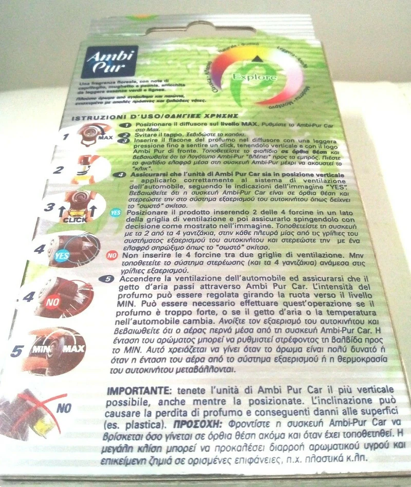 Deodorante Ambi Pur Car Explore ricarica 8 ml. x 6 pezzi