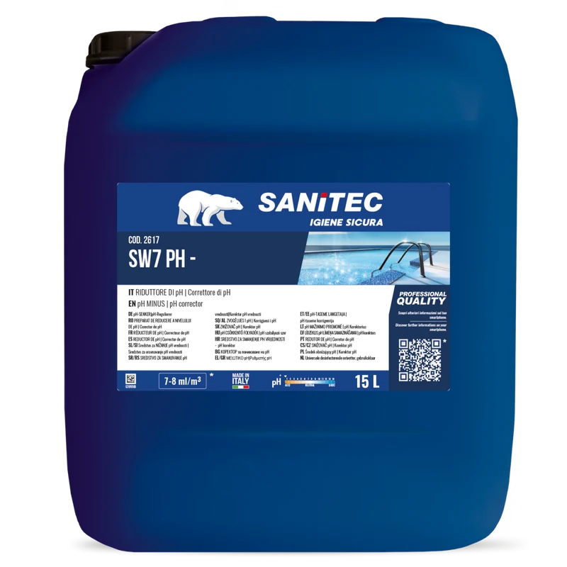 Riduttore di pH per piscine Sanitec SW7 pH- 15 litri DISPONIBILE IN 7 GIORNI LAVORATIVI