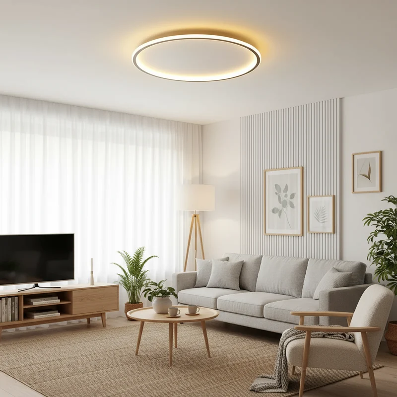 Functional Scandinavian round LED ceiling lamp for elegant home interiors
