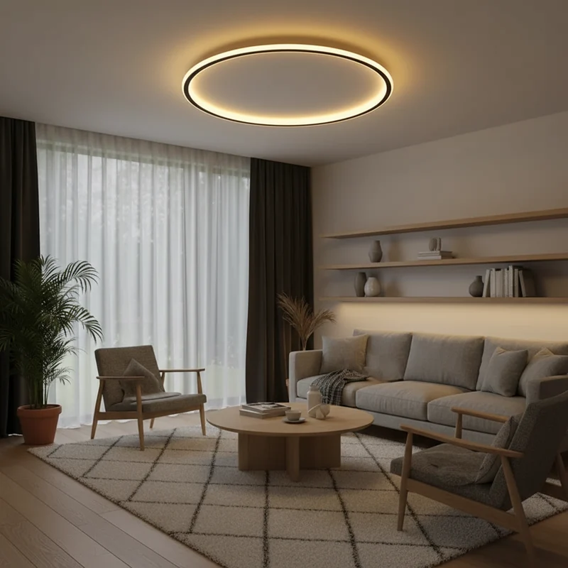 Functional Scandinavian round LED ceiling lamp for elegant home interiors