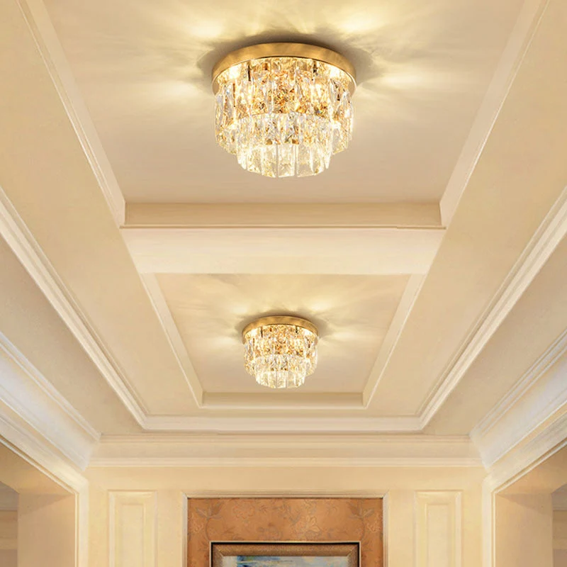 Elegant luxurious shiny crystal LED ceiling lamp for living rooms and bedrooms