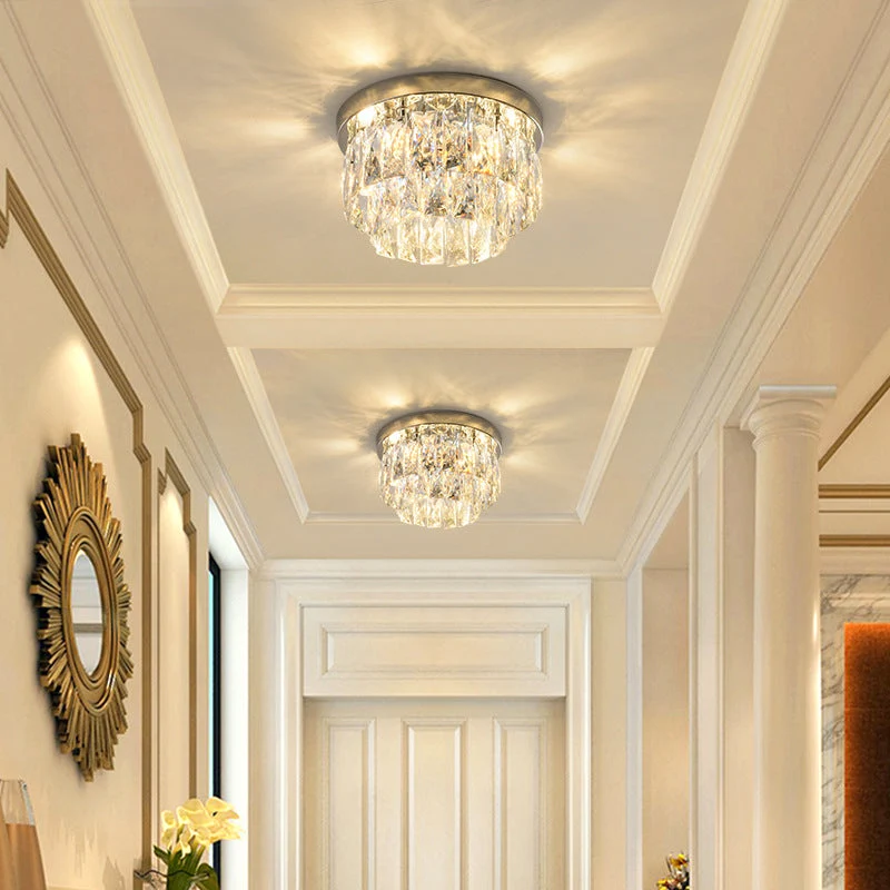 Elegant luxurious shiny crystal LED ceiling lamp for living rooms and bedrooms