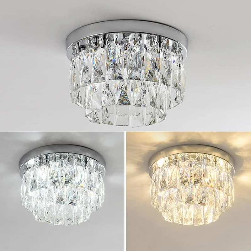 Elegant luxurious shiny crystal LED ceiling lamp for living rooms and bedrooms