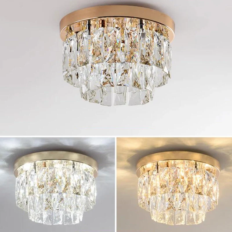 Elegant luxurious shiny crystal LED ceiling lamp for living rooms and bedrooms