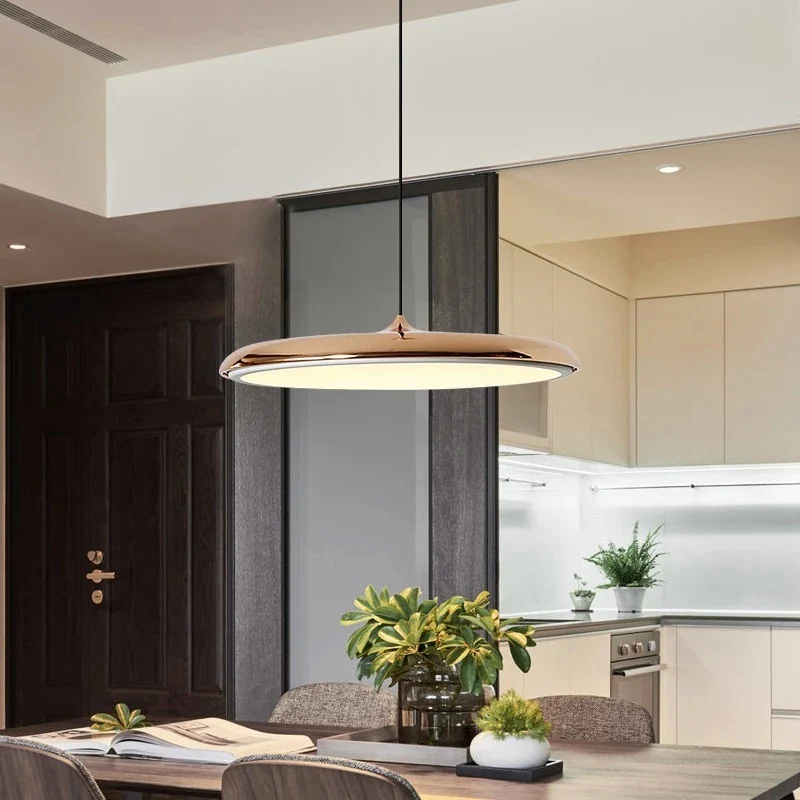 Timeless Scandinavian disc-shaped LED pendant lamp for modern homes