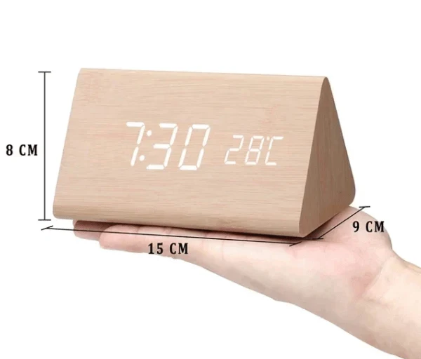 Minimalist wooden LED clock with sound activation for modern homes