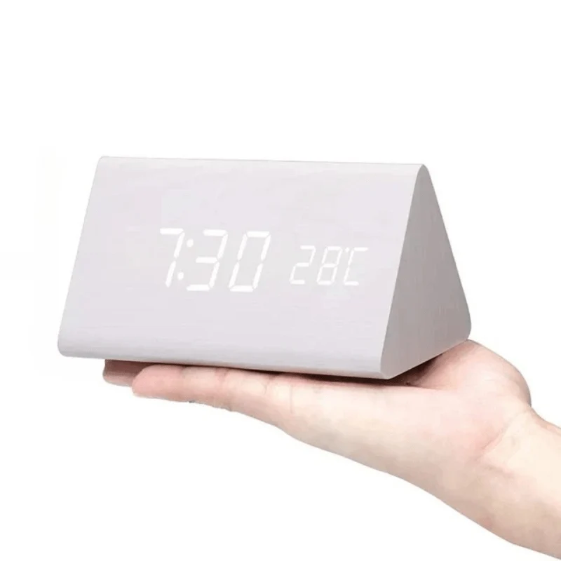 Minimalist wooden LED clock with sound activation for modern homes
