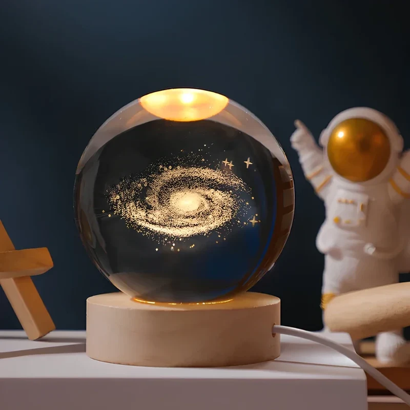 Glowing crystal 3D planetary space globe