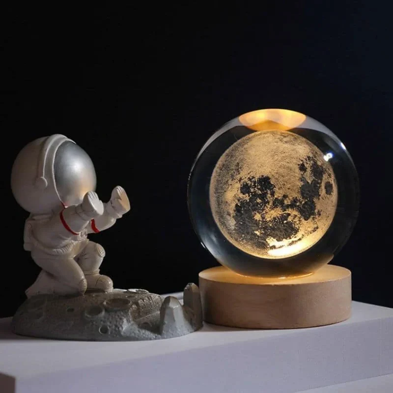 Glowing crystal 3D planetary space globe