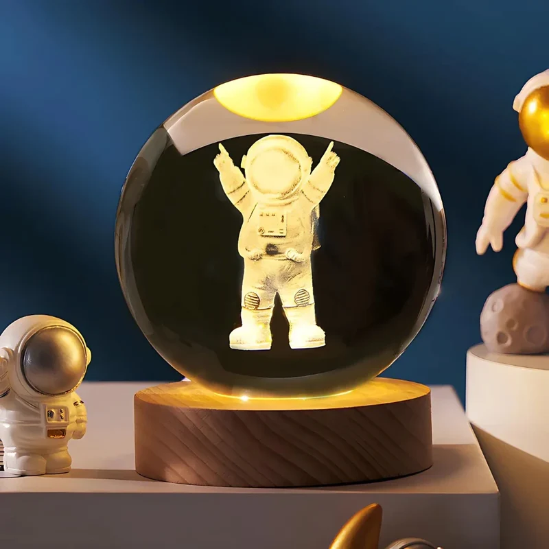 Glowing crystal 3D planetary space globe