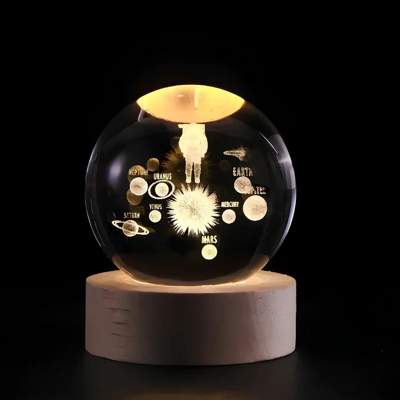 Glowing crystal 3D planetary space globe