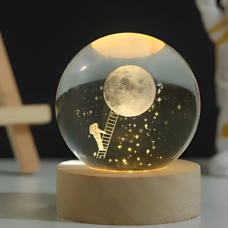 Glowing crystal 3D planetary space globe