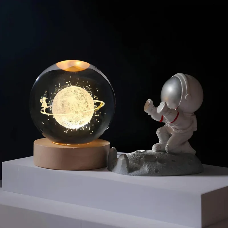 Glowing crystal 3D planetary space globe